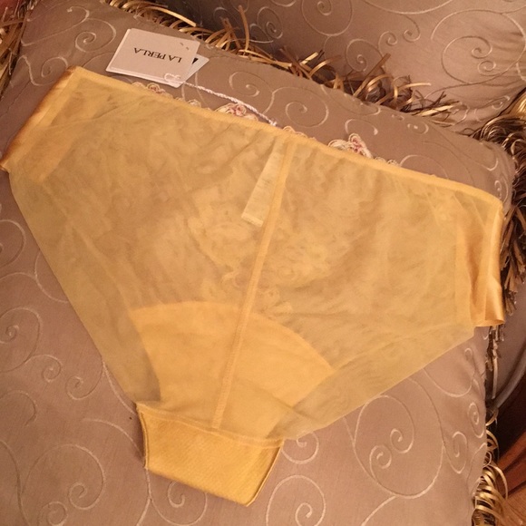 La Perla embroidered mesh silk blend yellow panties Sz.XS - Picture 6 of 8